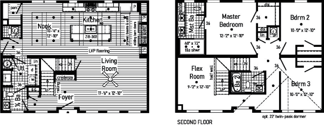 Le fantastique 2-story 6p2602-r floor plan home features