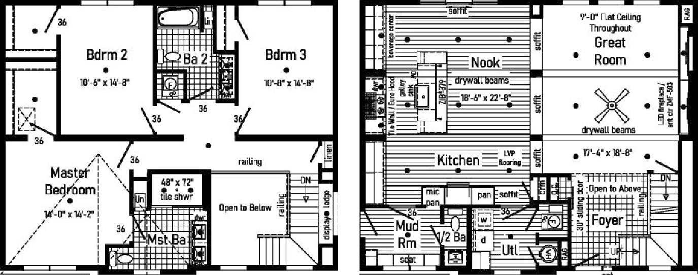 Ultra 2-story 6p2453-x ev floor plan home features