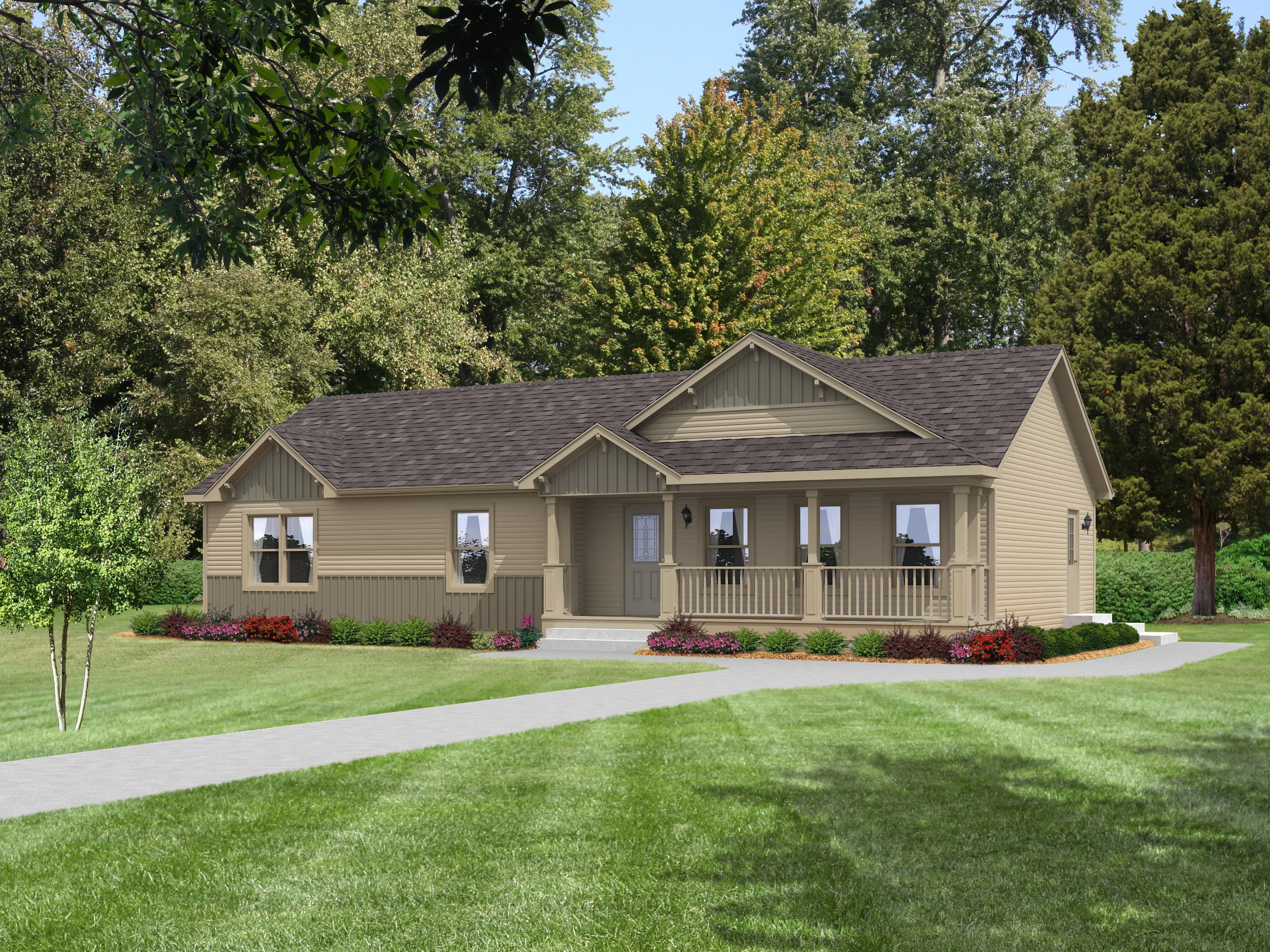 Pennwest classique ranch 2p2044-r hero, elevation, and exterior home features